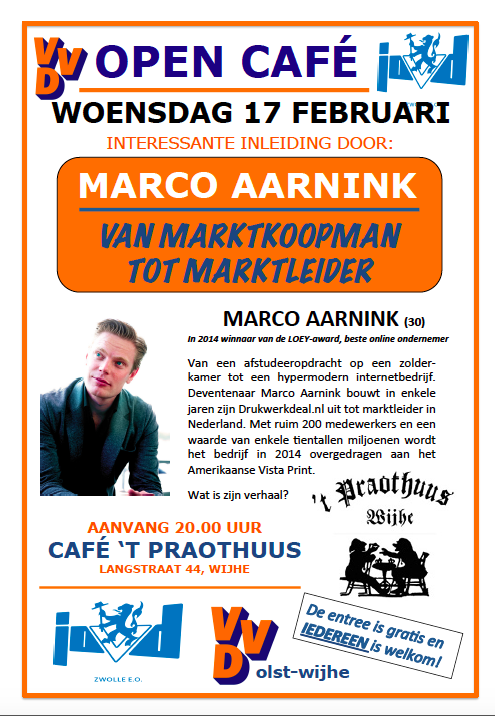 JOVDZwolle's tweet photo. Woensdag 17 febr. organiseren we samen met @VVDOlstWijhe een sprekersavond met @MarcoAarnink. Ben jij erbij? #JOVD https://t.co/O4cjcKTsjK