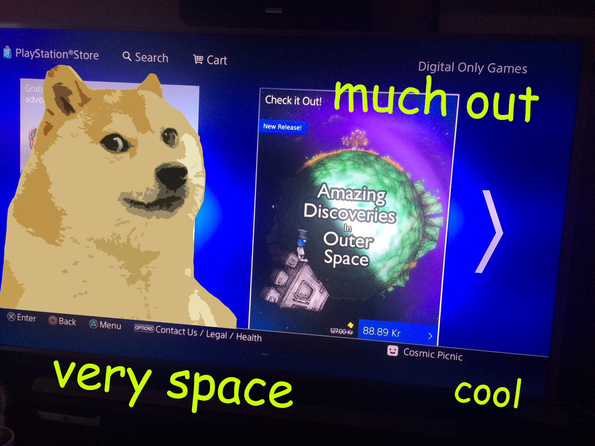 ADIOS_Game's tweet photo. #Doge recommends 'Amazing Discoveries In Outer Space' #veryspace #muchout #ps4 #indiegame #indiedev https://t.co/6saFQ0HSPt