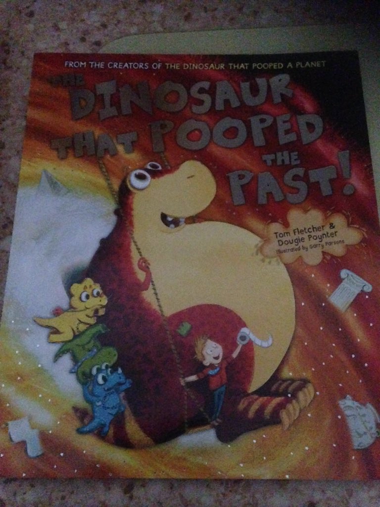 CharJohnxX's tweet photo. Got this for my nephew 🙊😆 love it @DougiePoynter @tommcfly #thedinosaurthatpooped #thedinosaurthatpoopedthepast https://t.co/uPA9iHPO32