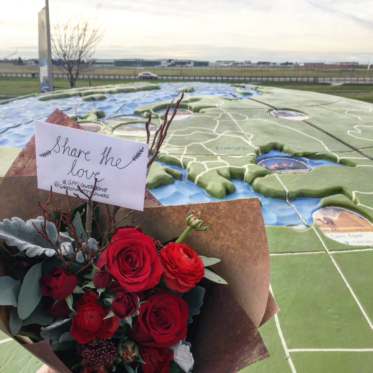 gpflowers's tweet photo. Feb 1 &amp; Feb 2 #GPFLOWERBOMB secret locations: Engagement and flight path park! Can you guess Today’s location? https://t.co/Ply3gTu7fa