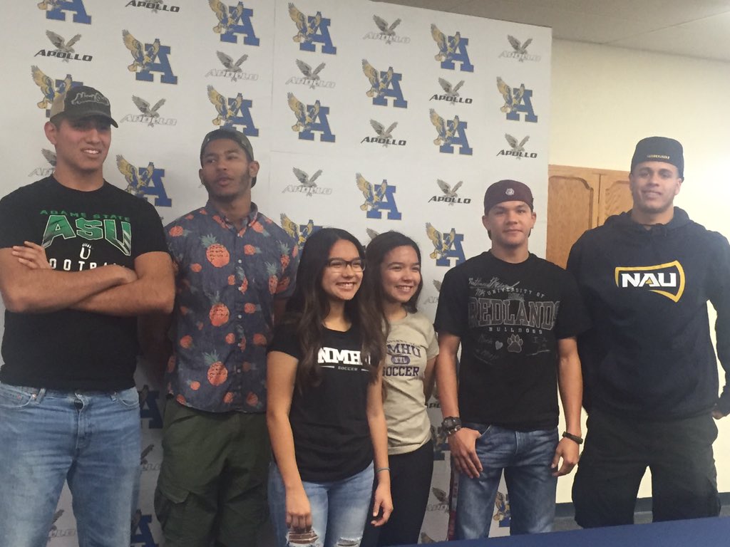 GlendaleUnionAZ's tweet photo. Congrats to the 6 #ApolloProud athletes. #NationalSigningDay
More #WeAreGUHSD signings to follow. https://t.co/nuivgcPTcK