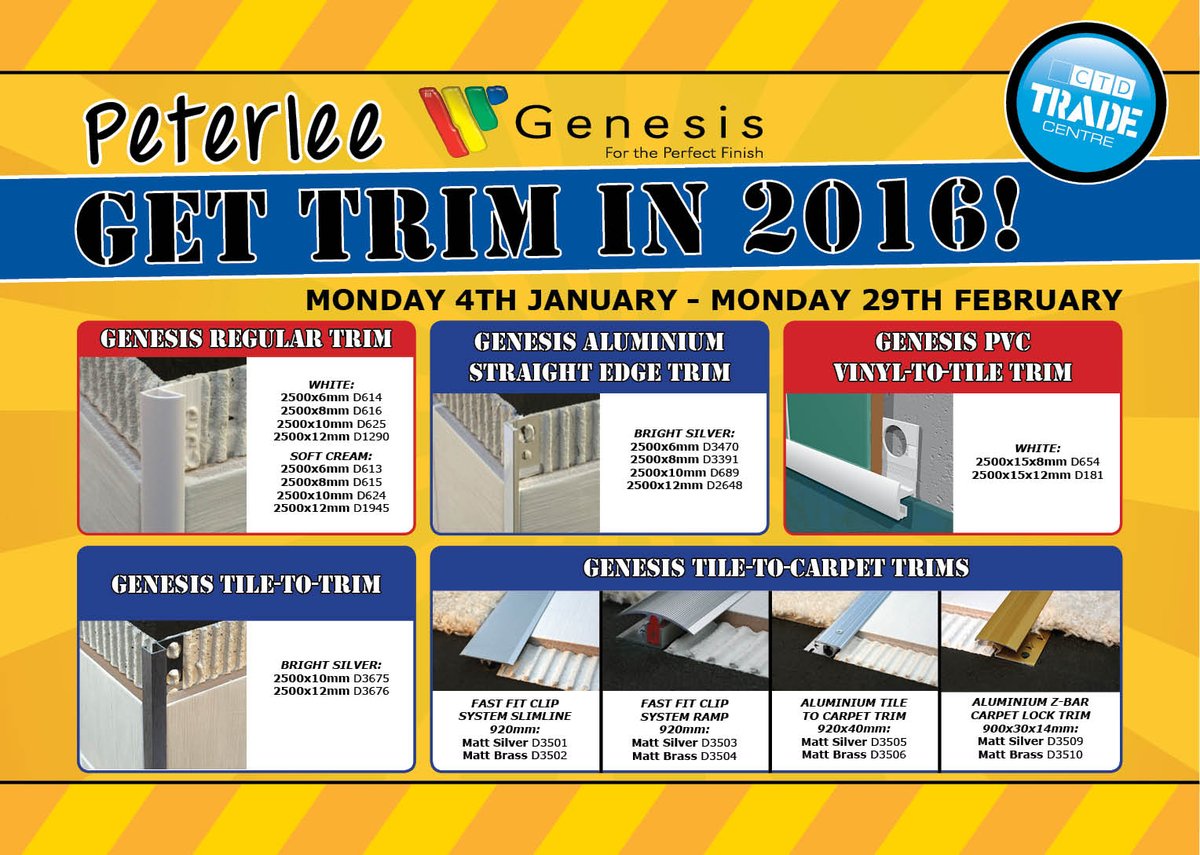 CTDTrade's tweet photo. Get trim for 2016 with Peterlee's amazing offers on selected #Genesis trims until 29th Feb. #ctdtrade https://t.co/9mlIxPX6hE