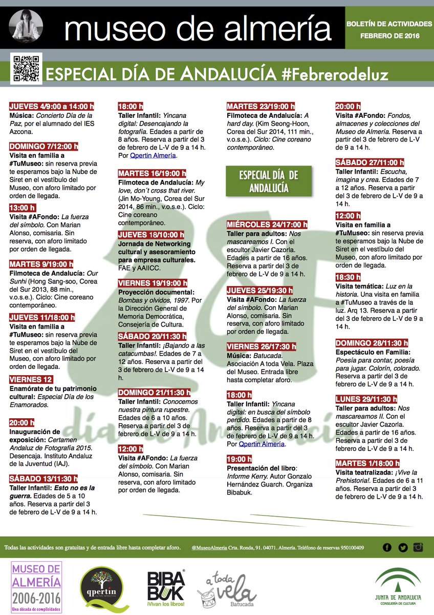 Museo_Almeria's tweet photo. #Febrerodeluz || Para este mes contamos con la inestimable colaboración de @BibabukLibreria #Atodavela y @QpertinC https://t.co/vMo7kG3Aug