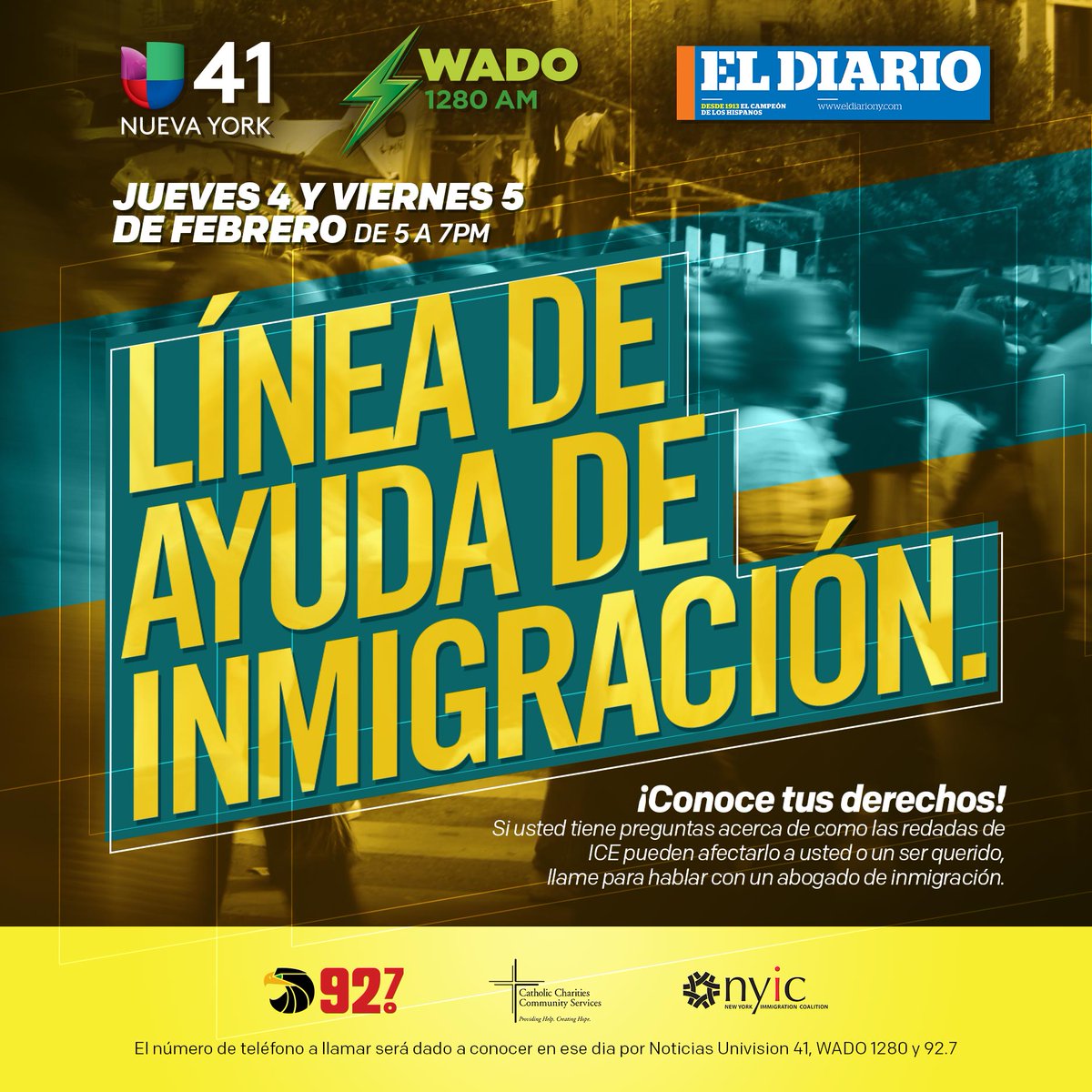 thenyic's tweet photo. Have Qs abt if #ICEraids could affect u or ur family in NY? Call the# immigration hotline: https://t.co/wpEwmWlgyG https://t.co/AFnmovYd2h