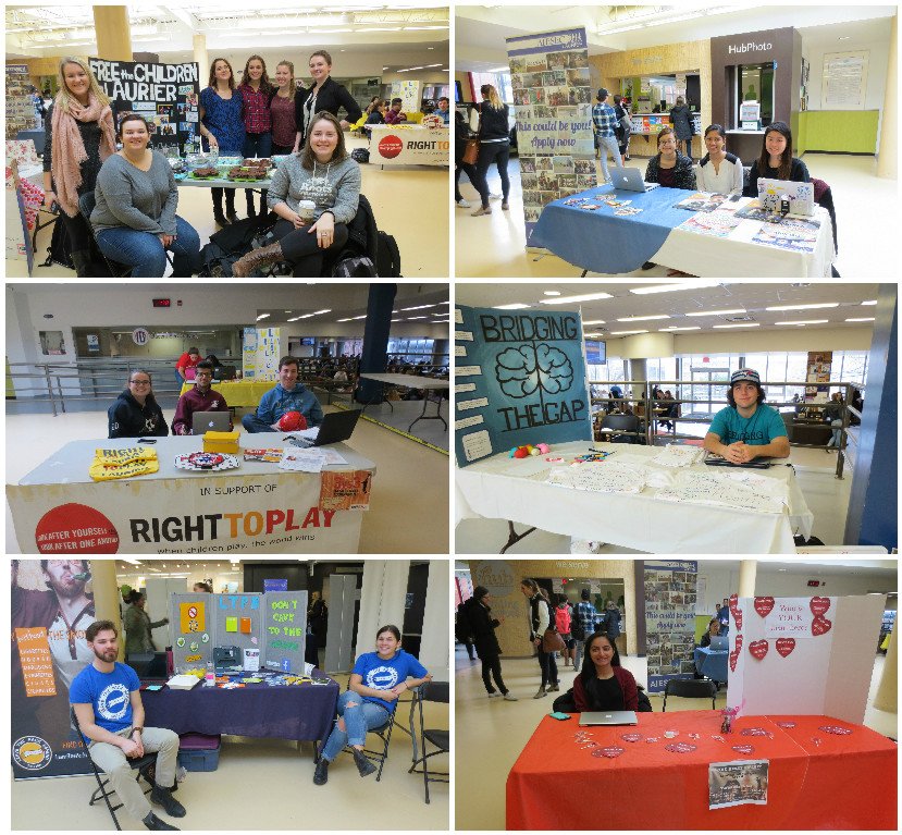 WLUConcourse's tweet photo. @FTCLaurier @BTGLaurier @RightToPlayCAN &amp; more in the concourse today .. check it all out while you're passing by! https://t.co/vEgy25JLn4