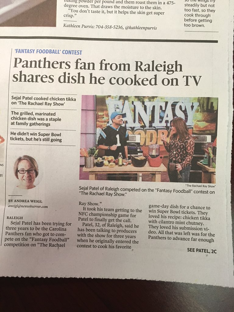 WakeMedFDN's tweet photo. Congrats to #FOWM member @sayjul for representing NC and the @Panthers on the @RachaelRayShow! You're a winner 2 us! https://t.co/3kIZXBTMdt