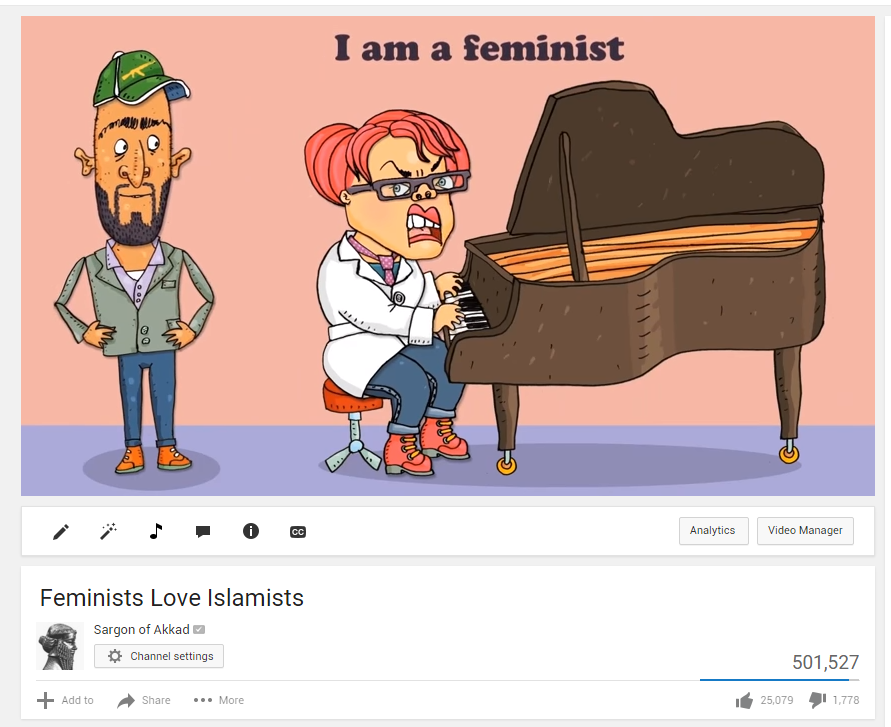 Sargon_of_Akkad's tweet image. I'd like to thank the feminist outrage-mongers for this video getting half a million views. youtube.com/watch?v=ecJUqh…