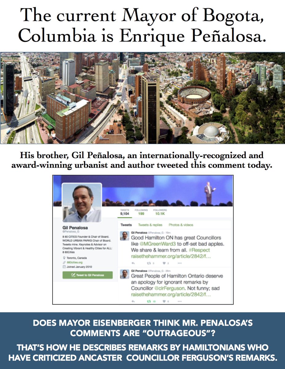 gcrawfordHamOnt's tweet photo. @Penalosa_G brother of the current Mayor of Bogota is tweeting about Ferguson's irresponsible remarks. #fixitfred https://t.co/oH6smTGHWo