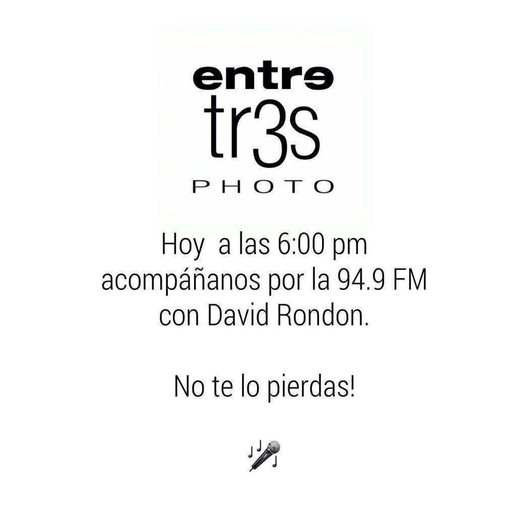 Apoyo total !!! Hoy <a href="/entretr3sphoto/">@entretresphoto</a> por @lider949 a las 6pm