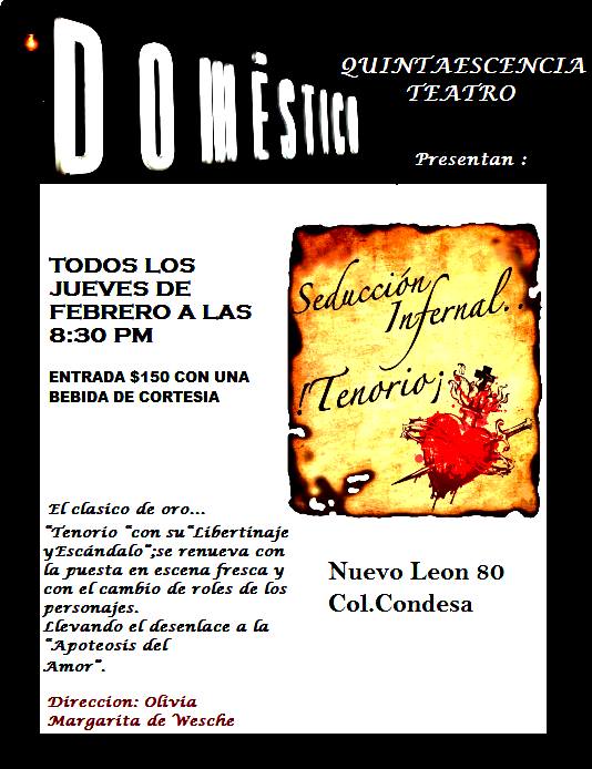 ForoNiza40's tweet photo. Los esperamos en Tenorio: Seducción Infernal en foro @DomesticoMX @ColoniasCondesa jueves 8:30 #todosalteatro https://t.co/YRVpVkORMx