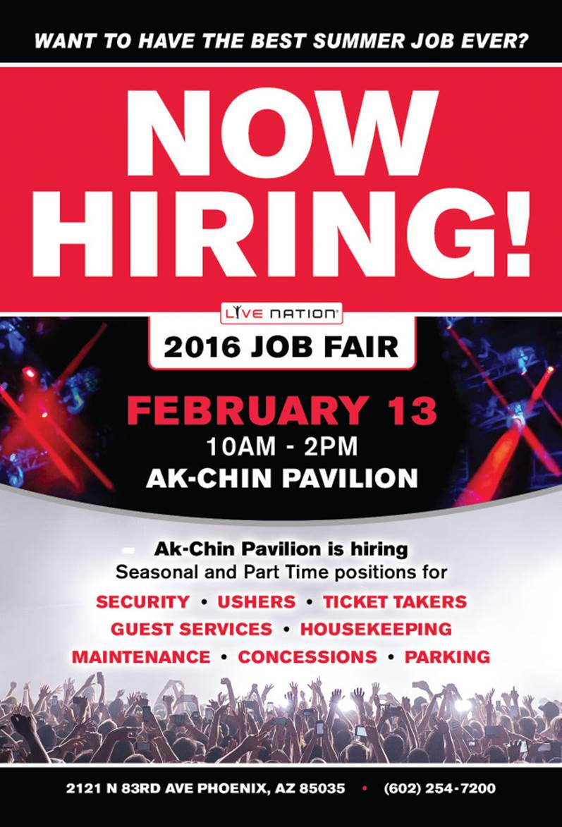 Looking for a summer job? AkChin Pavilion hiring. Employment fair on