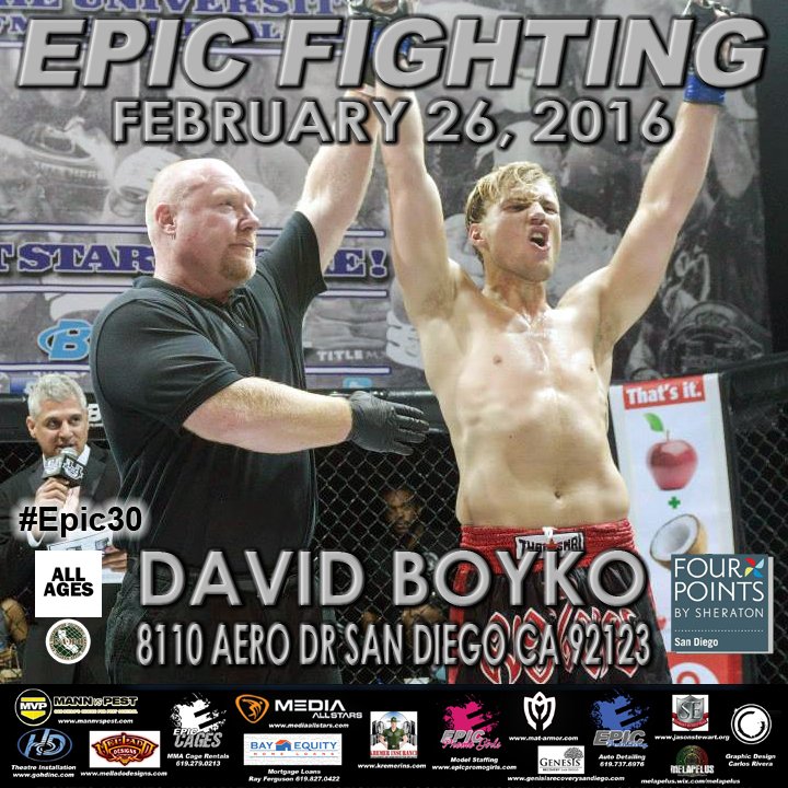 EpicFighting's tweet photo. See @Boykobear from @BasRuttenMMA @theelitemmagym at #Epic30 on 2/26
Tix: https://t.co/Db3mWC8Uig
#MMA #SanDiego https://t.co/M25lFwbM5q