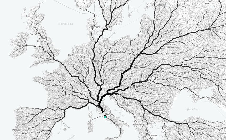 All roads lead to Rome?
nearly 500,000 routes in Europe ended in the Eternal City 
📷 smithsonianmag.com/smart-news/man…