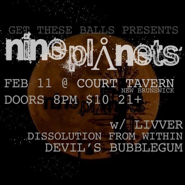 nineplanetsband's tweet photo. We're playing @TheCourtTavern in New Brunswick, NJ on Thursday 2/11 for all your sonic scab removal needs . https://t.co/yzvSpNB2uw