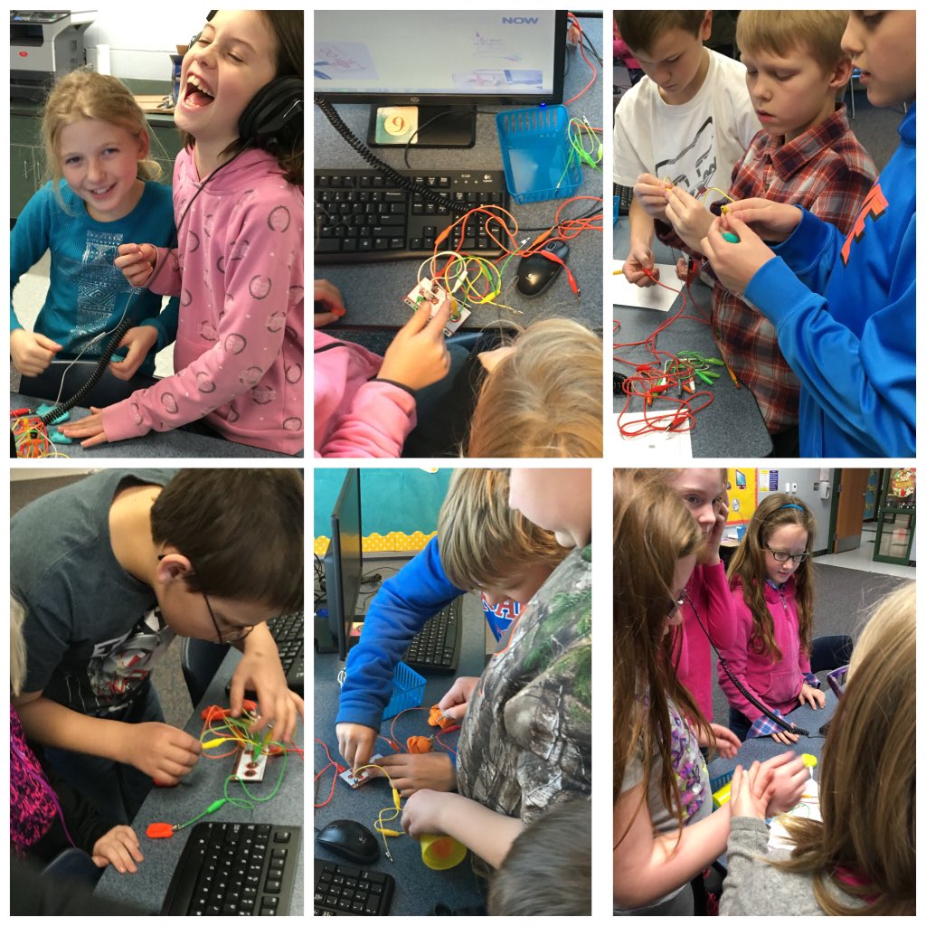 AmandaAhlers05's tweet image. 4th grade learning how to use #makeymakey @USD449 #makered #codeed