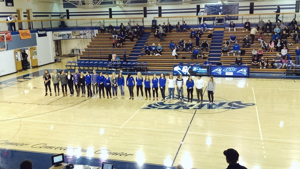 TMU_M_Soccer's tweet image. Being honored during women's basketball! #LadySaints #SectionalSemiFinalists #PACchamps @tmcsaints @ThomasMoreKY