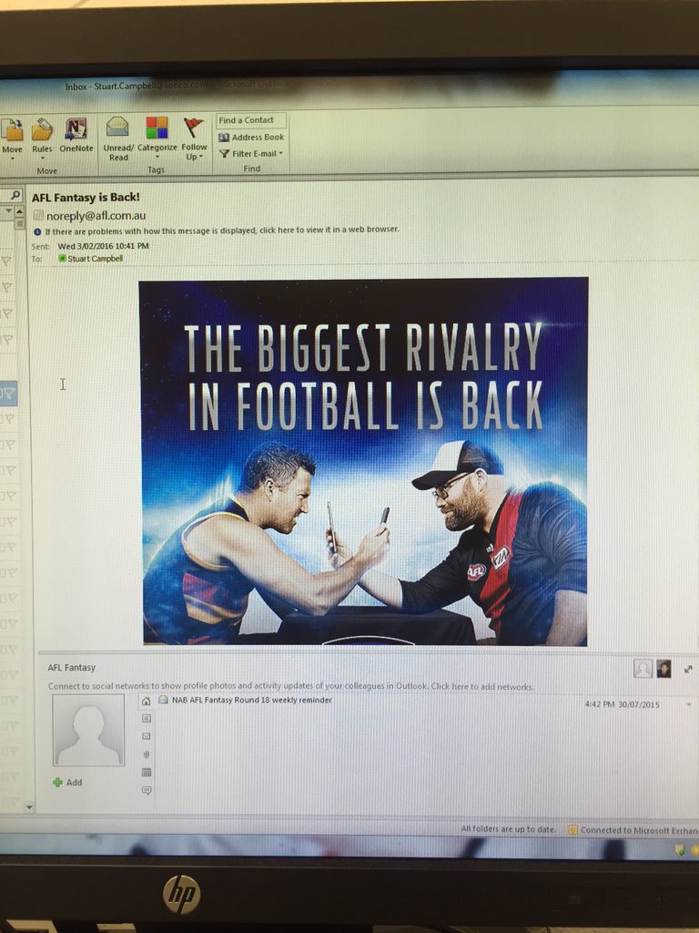 stueycam9's tweet photo. @WarnieDT @CalvinDT Getting spam emails from the @AFL with a pic of these two clowns #armdefinition https://t.co/gSgebFxyNI