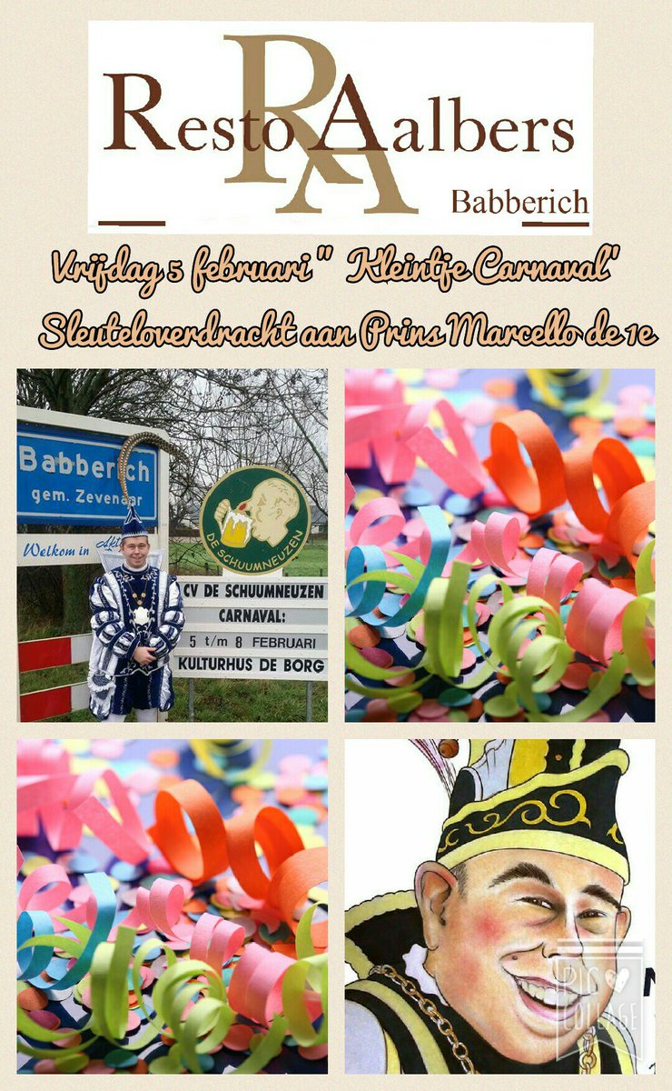 Vrijdag, kleintje Carnaval, met overhandiging van de sleutel aan Prins Marcello de 1e. Aanvang 20.11 uur