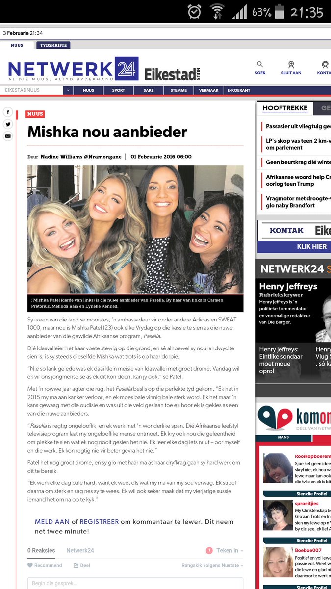 MishkaLoesch's tweet photo. https://t.co/zgbJ9vebIQ via @Netwerk24 Lees Oor my Nuwe rol as @PasellaTV aanbieder in @Eikestadnuus 😄 @SABC2 https://t.co/XzoJa0YeRD