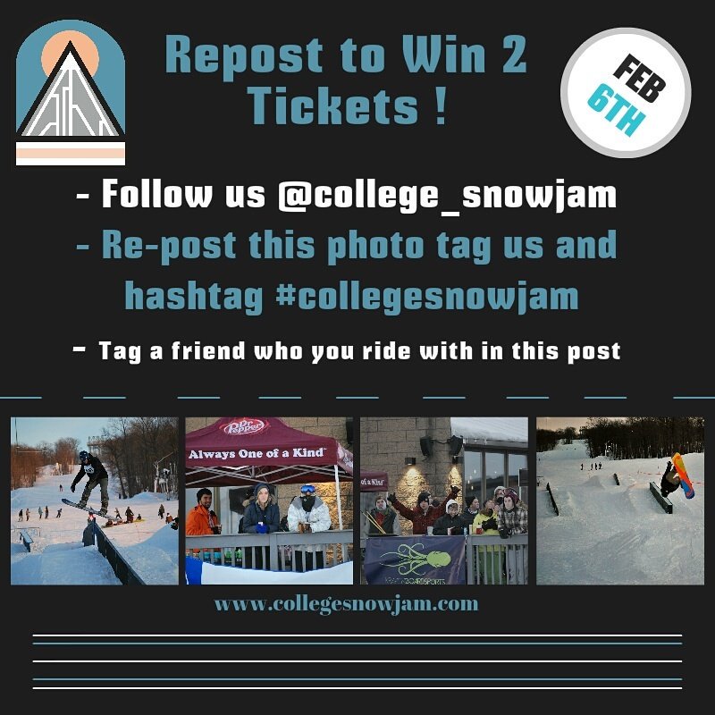 College_SnowJam's tweet photo. Your chance to win 2 tickets for this Saturday! https://t.co/Nxve7uNdrz