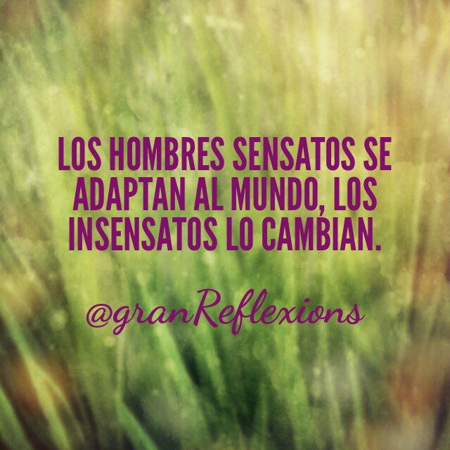 granreflexions's tweet photo. Los hombres sensatos se adaptan al mundo, los insensatos lo cambian. https://t.co/6rE1yUjupA