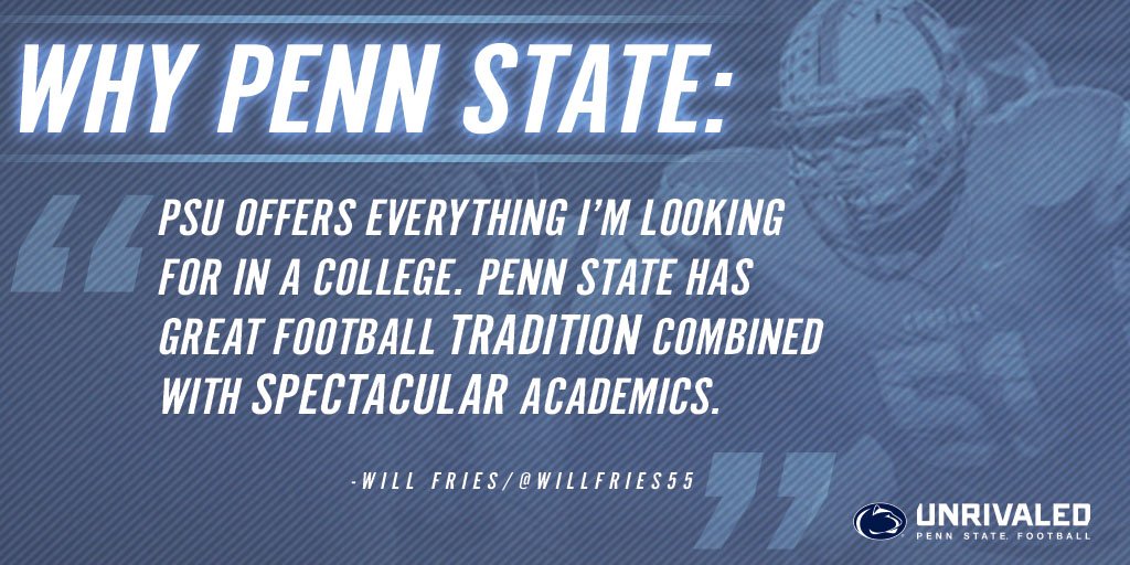 Why #PennState? Hear it from new Nittany Lion Will Fries! #PSUsigningday