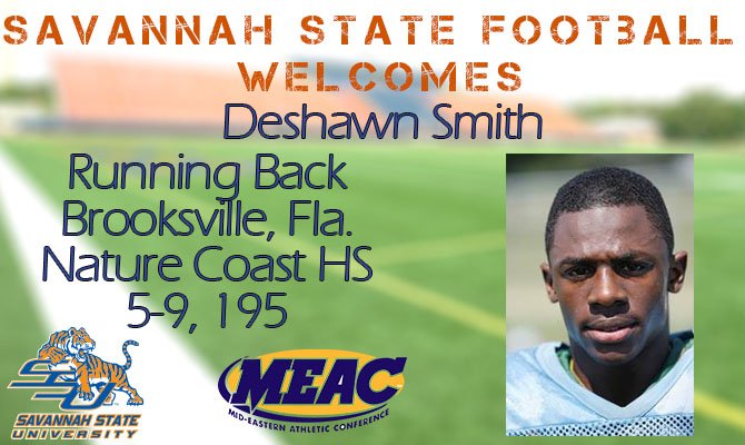 SavStateTigers's tweet photo. Congratulations to our newest football signee, Deshawn Smith, from Brooksville, Fla./Nature Coast HS. Welcome to SSU https://t.co/XdBxMrL3j2