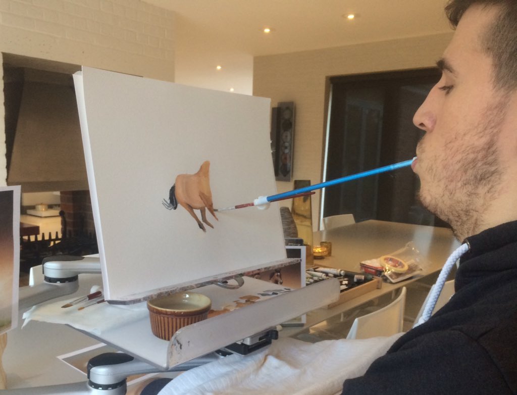 henryfraser0's tweet photo. My latest mouth painting. (Only physically able to use my mouth).

The Wild Horse. https://t.co/Gt9AMkNedQ
