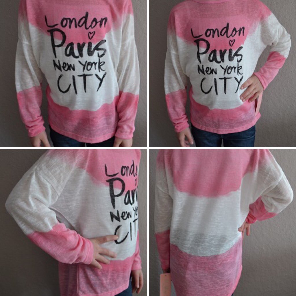 #Frühjahrsmode ist verfügbar auf maedchenshop.com Dünner #Pulli in #pink #weiß mit #Aufschrift 💕