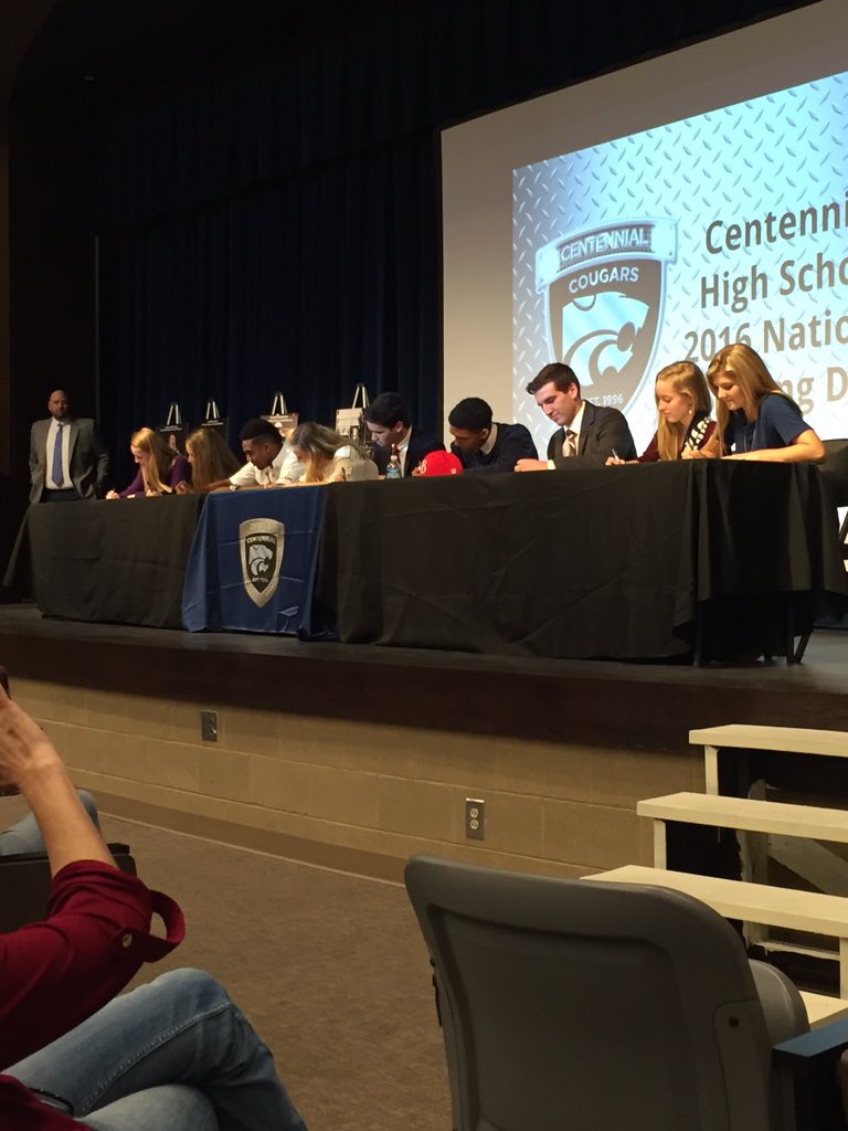 CU Sportscenter (@cusportscenter) on Twitter photo Congrats to the 9 Centennial student athletes that signed today! <a href="/tdots25/">Tyrel Dodson</a> @Alex_Scearce Congrats to the 9 Centennial student athletes that signed today! <a href="/tdots25/">Tyrel Dodson</a> @Alex_Scearce