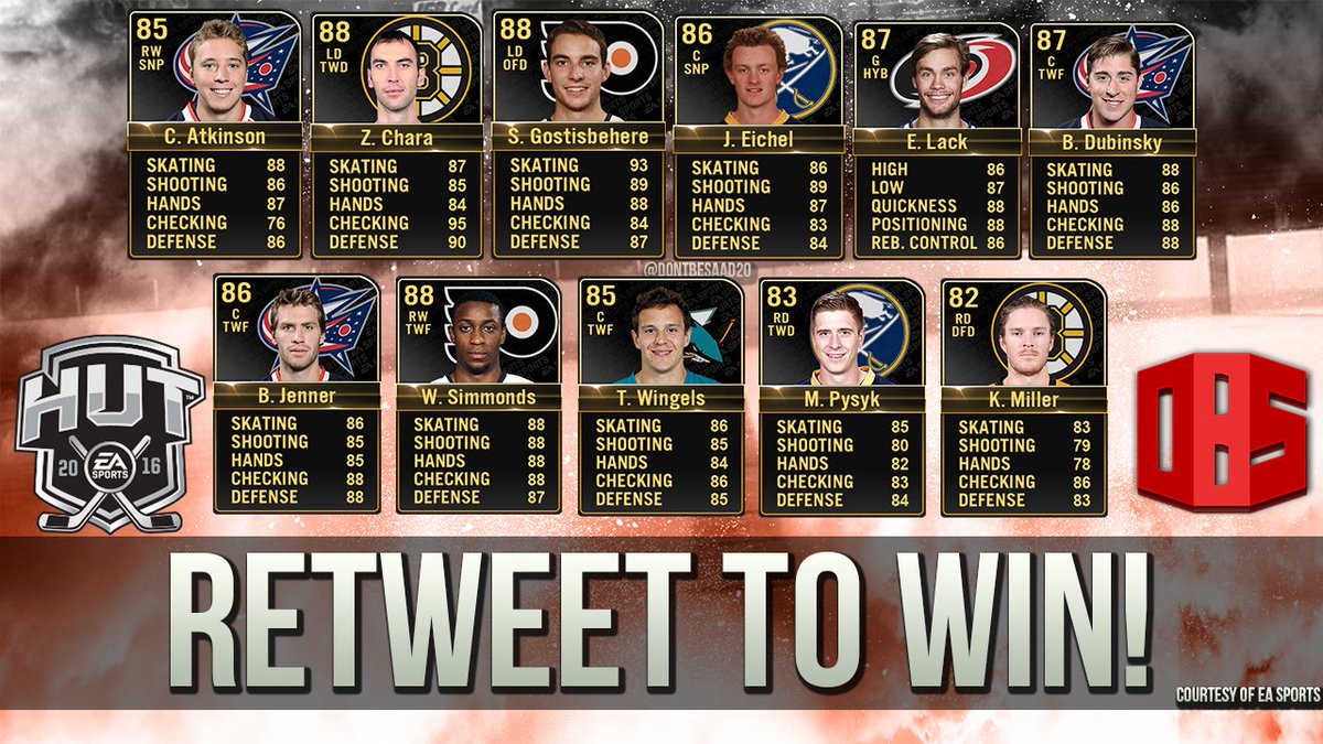 DontBeSaad20's tweet image. Retweet to win your choice of #TOTW item in @EASPORTSNHL #HUT!
