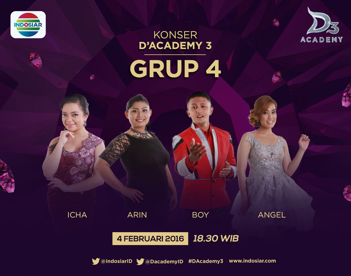 Ada @DA3_IchaAnisya <a href="/DA3_ARIN/">Arin #DAcademy3</a> <a href="/DA3_Boy/">Boy D'Academy 3</a> <a href="/DA3_Angel/">Dewi Angelia</a> akan bertarung malam ini!
#DAcademy3 pkl 18.30 WIB