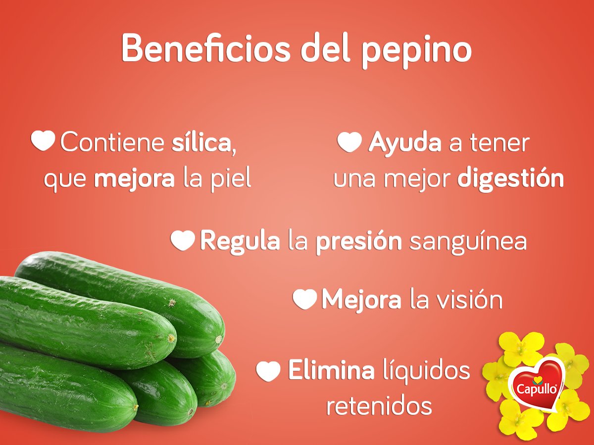 CapulloMexico's tweet photo. #MiCapullo
El pepino, además de darle ese toque rico a tus ensaladas, ¡le hará muy bien a tu cuerpo! #tips #salud https://t.co/wJhs5gC3ty