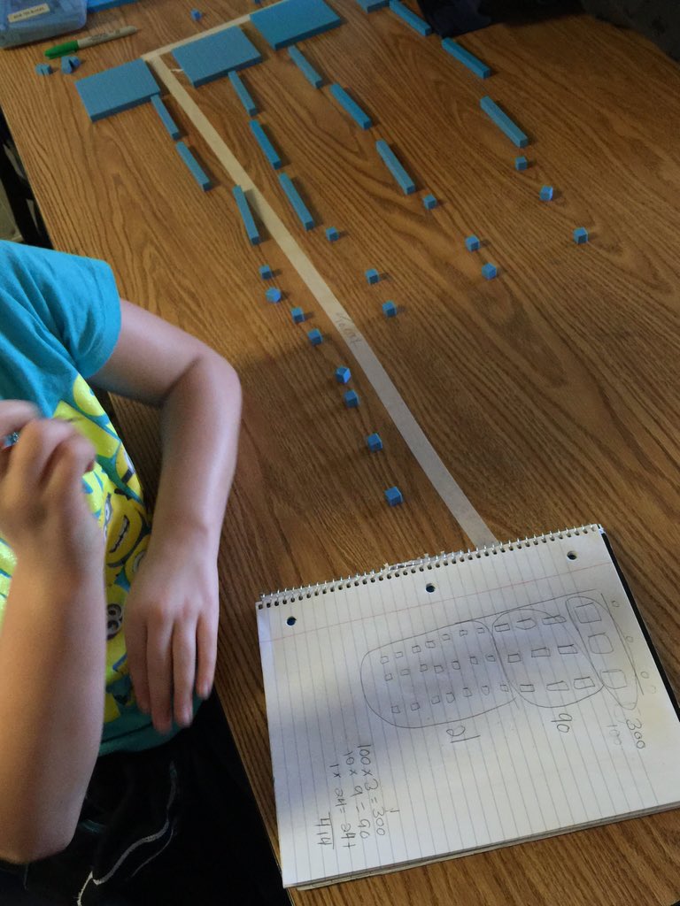 DWEObney's tweet photo. Modeling multiplication with base ten blocks to discover partial products. https://t.co/NMlbGVf8gR