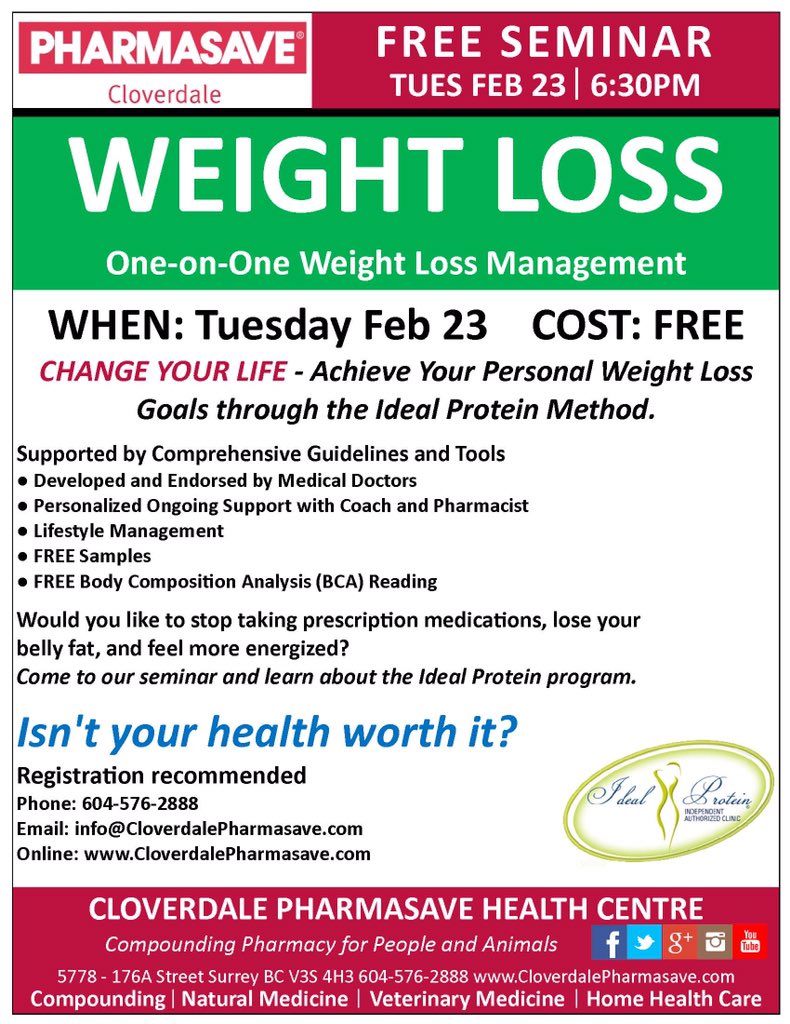 IdealProteinPS's tweet photo. Missed the last #weightloss seminar? Another one coming up! https://t.co/GTFxzKhXsr #losefatnotmuscle #surreybc https://t.co/HEobLSO76C