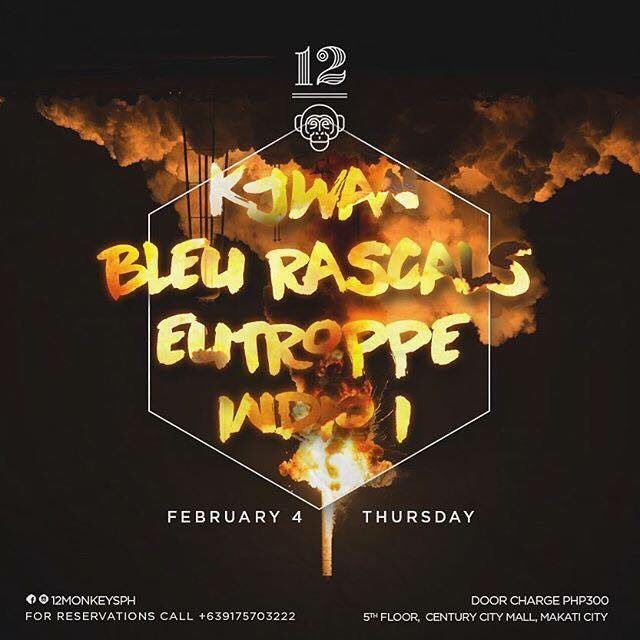 SEE YOU ALL TONIGHT!!! 12 Monkeys folks!!

Set starts at 8:30pm!

#12monkeys #bleurascals #kjwan #indioi #eutroppe