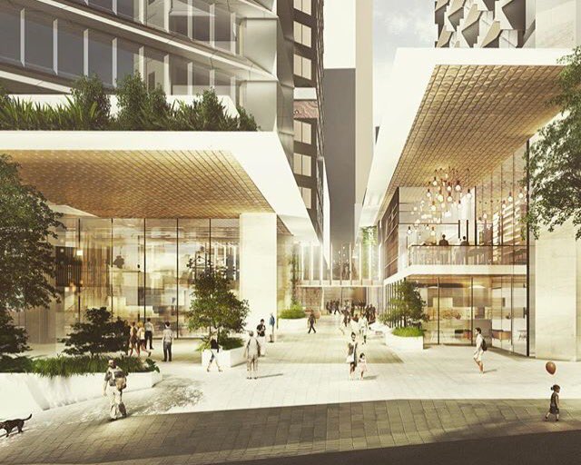 New #retail laneway and commercial tower. QIC triplets masterplan