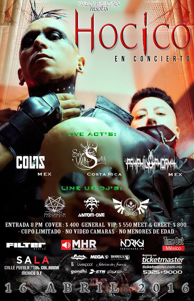 FILTERMexico's tweet photo. Hocico (@ocicoh) estarán presentando 'Ofensor' en SALA con @Coltsmusic: https://t.co/KqO4raqrpB https://t.co/4xT64ObZg9