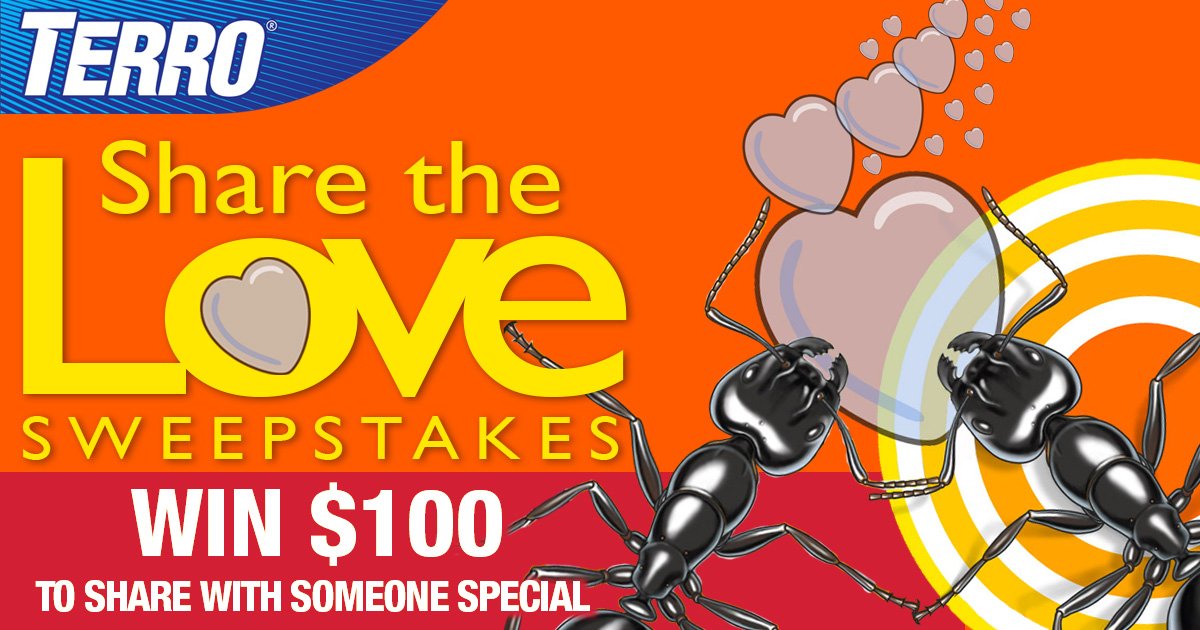 TerroDeadAnts's tweet image. We're giving away $100 to 6 lucky winners in our Share the Love Sweepstakes!  ow.ly/XV5DK