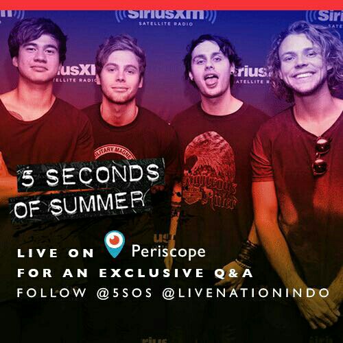 JKT5SOS's tweet photo. Live Q&amp;A with @5SOS today  10:15AM @livenation on Periscope! Tweet your questions now on #Ask5SOSAsia! https://t.co/JoVQIHgvGY