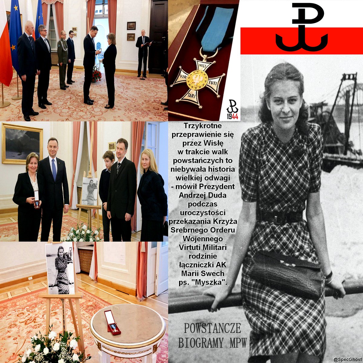 SpecGhost's tweet photo. #PAD wręczył #order #VirtutiMilitari rodzinie łączniczki #AK Marii #Swech:https://t.co/9H78AplTuU #Polska #Historia https://t.co/be6CsTfJzu
