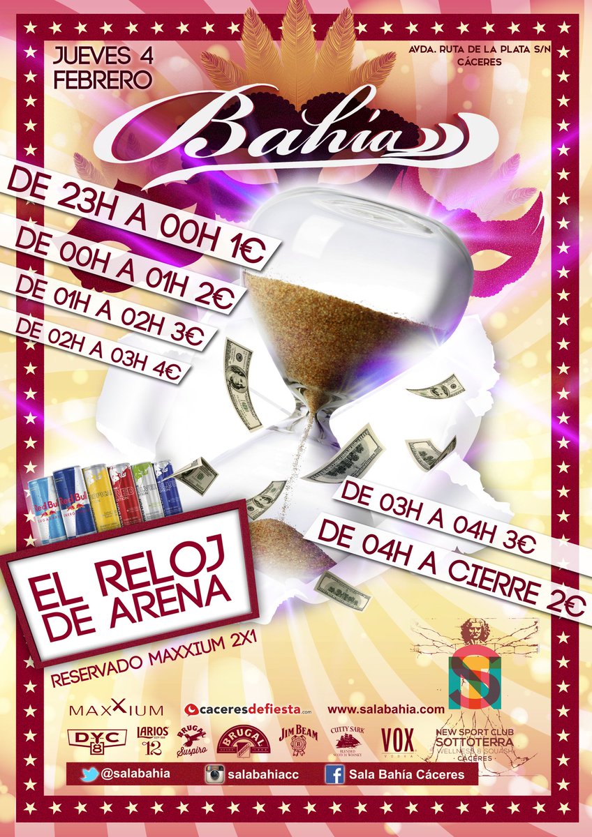 salabahia's tweet photo. 🎉🍸QUEREMOS PREMIARTE CON UN VIP PARA MAÑANA🍸🎉
¡¡RT este tweet y podrás disfrutarlo con 4 amigos!!
#RelojDeArena https://t.co/Cn4jbvFHo1