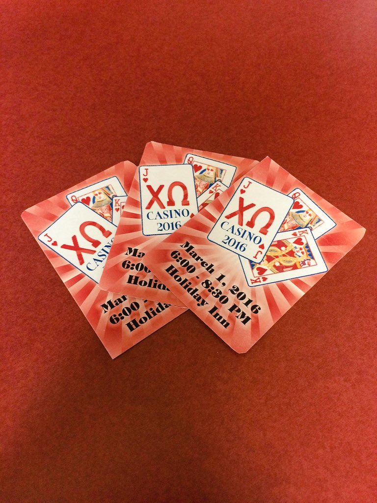 XOCasino's tweet photo. WE'VE GOT TICKETS. Buy your casino ticket from any Chi Omega for only $10!!♣️♥️♠️♦️ https://t.co/zocxNMN8RE