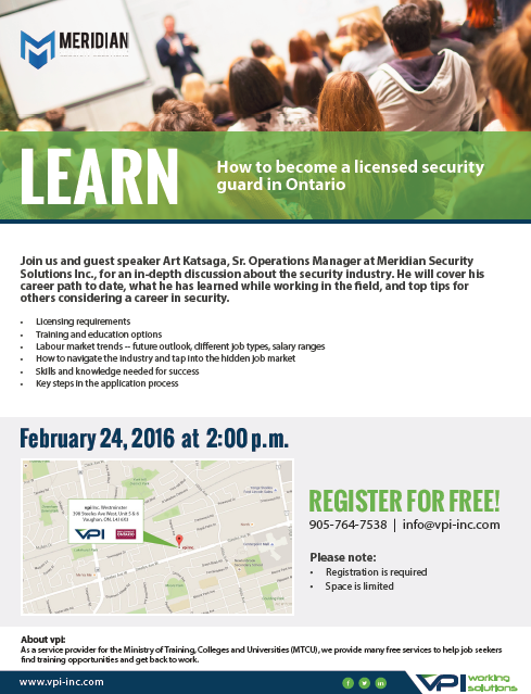 JessePre's tweet photo. How to become a Security Guard @MerSecurity Hosted by @vpiinc Feb 24th 2016 https://t.co/4cyiuaEiXx