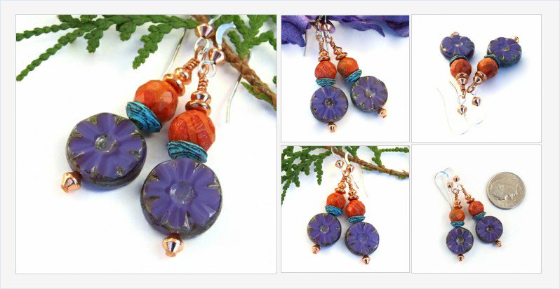 Covergirlbeads's tweet photo. Purple Flower Orange Coral Handmade Earrings Turquoise Mykonos @ShadowDogDesign #cjlinkup https://t.co/kgP9EvhVMv https://t.co/JSwtHKFeBF