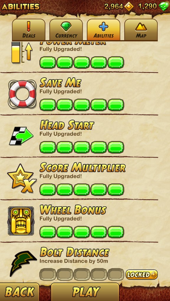 MagicOrder's tweet image. そしてついに、ABILITIESが全てFullになったぞ。
BOLT氏のは課金キャラなので対象外。
#TempleRun2