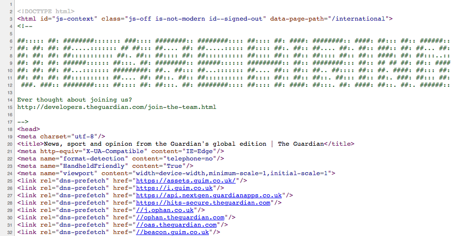 _theinspiration's tweet photo. The Source Code of The Guardian’s Site https://t.co/w716IzF6O0 https://t.co/X0stWYvQu9