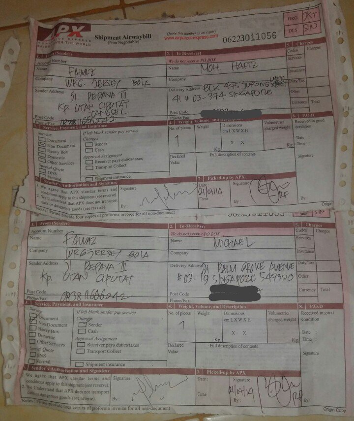 wjerseybola's tweet photo. Ini bukti kita #Recsell
Pelanggan kita sudah sampai singapore!๐ https://t.co/0pXYF7a4Vo