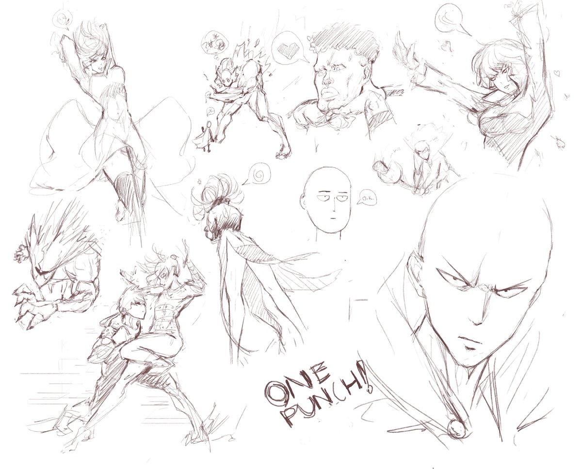 Couple of practice sketches of my fav #OPM scenes! 
NOT my original characters or poses. 