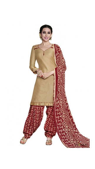 STYLE AMAZE Beige Georgette Semi StitchedSuit only at Rs. 489/- - offerworld.in/style-amaze-be…